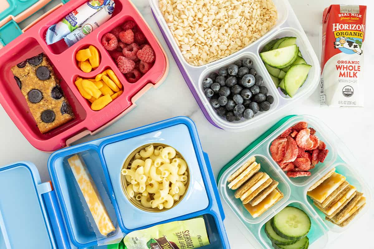 Healthy lunch ideas for kids Colorful and nutritious lunch spread with various healthy kids meal options