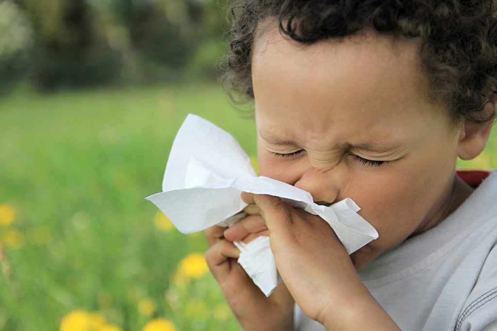 Managing seasonal allergies in babies and toddlers Healthcare professional examining Canadian toddler for seasonal allergy symptoms and management strategies