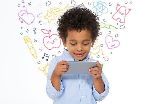 Parent guiding a child on healthy screen time habits